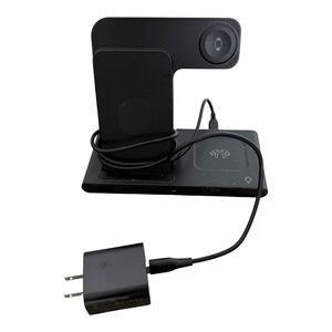 Black Multi-Device 3-in-1 Wireless Charging Station Desktop Organizer